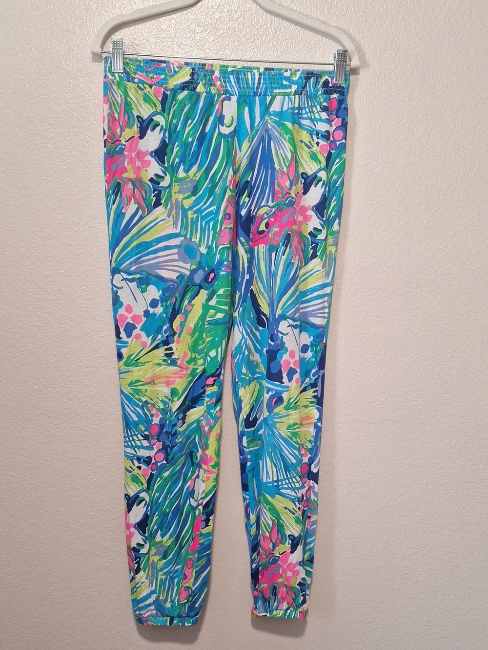 Lilly Pulitzer Bright Tropical Print Leggings in Blue, Green & Pink, Girls XL